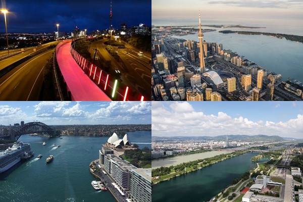 Auckland, Sydney, Toronto and Vienna