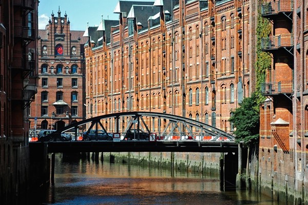 The historic Speicherstadt district