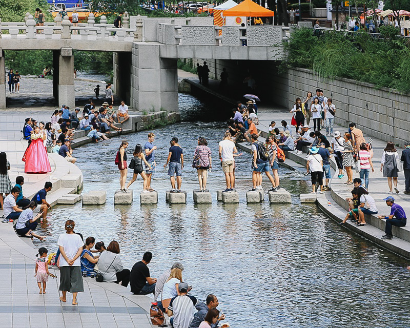Cheonggyecheon has transformed into a recreational haven today