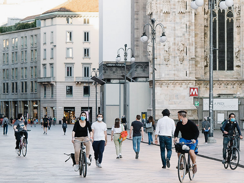 Milan is widening pedestrian paths and transforming 35km of streets into permanent cycling lanes