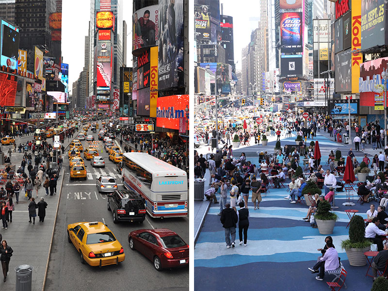 Times Square before and after