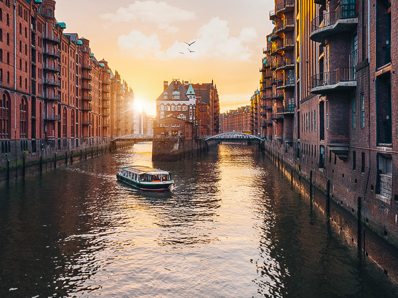 The historic Speicherstadt district