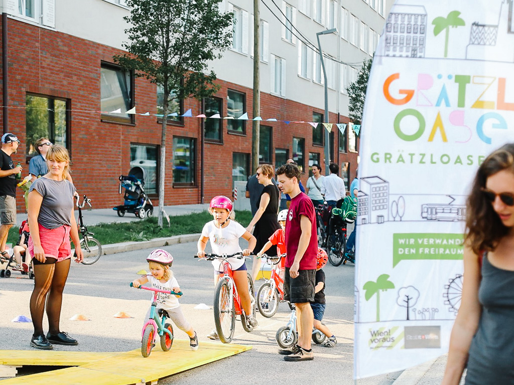 Children having fun at a street festival