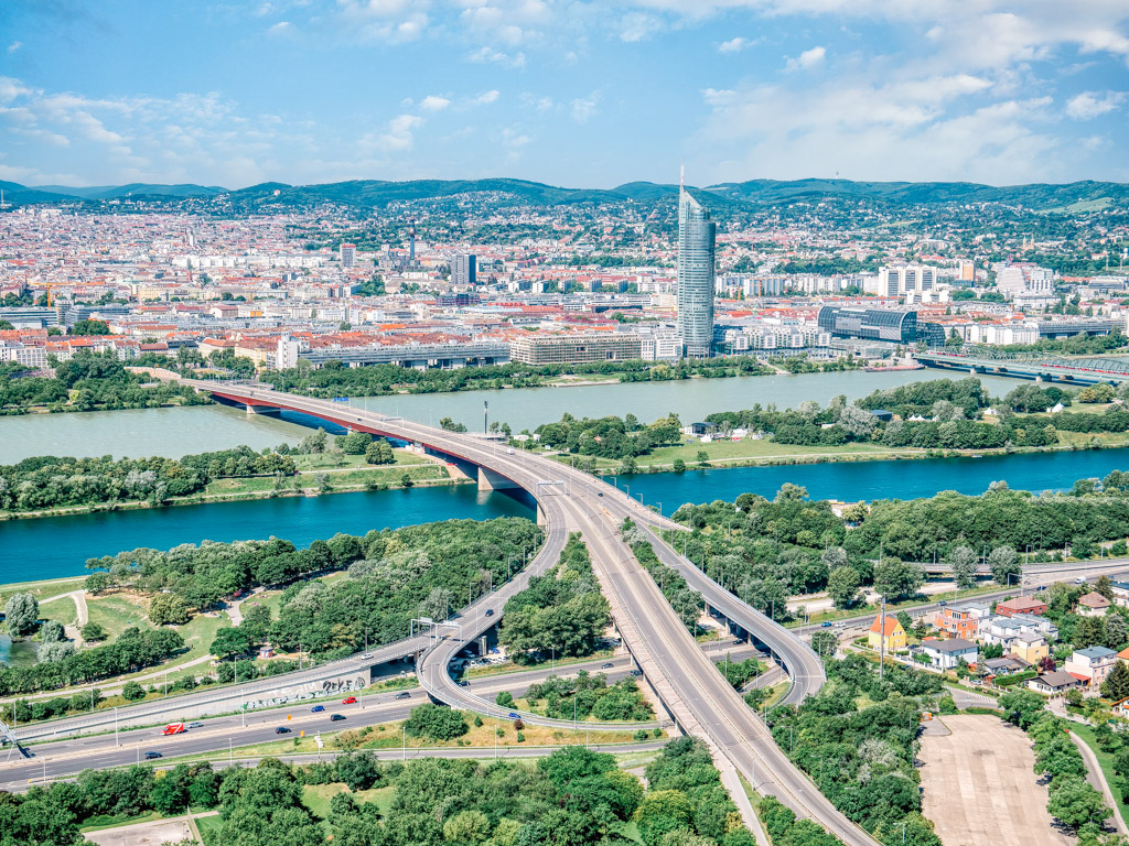 New Danube and Danube Island in Vienna's city centre