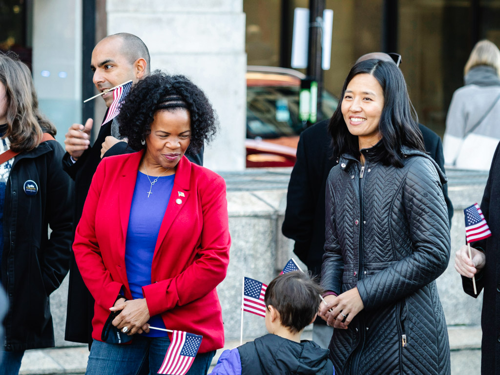 Mayor of Boston, Michelle Wu (right)