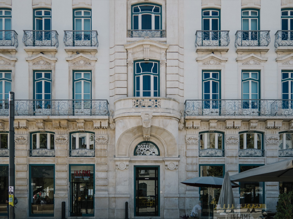 A restored building in Mouraria now serving as a hotel