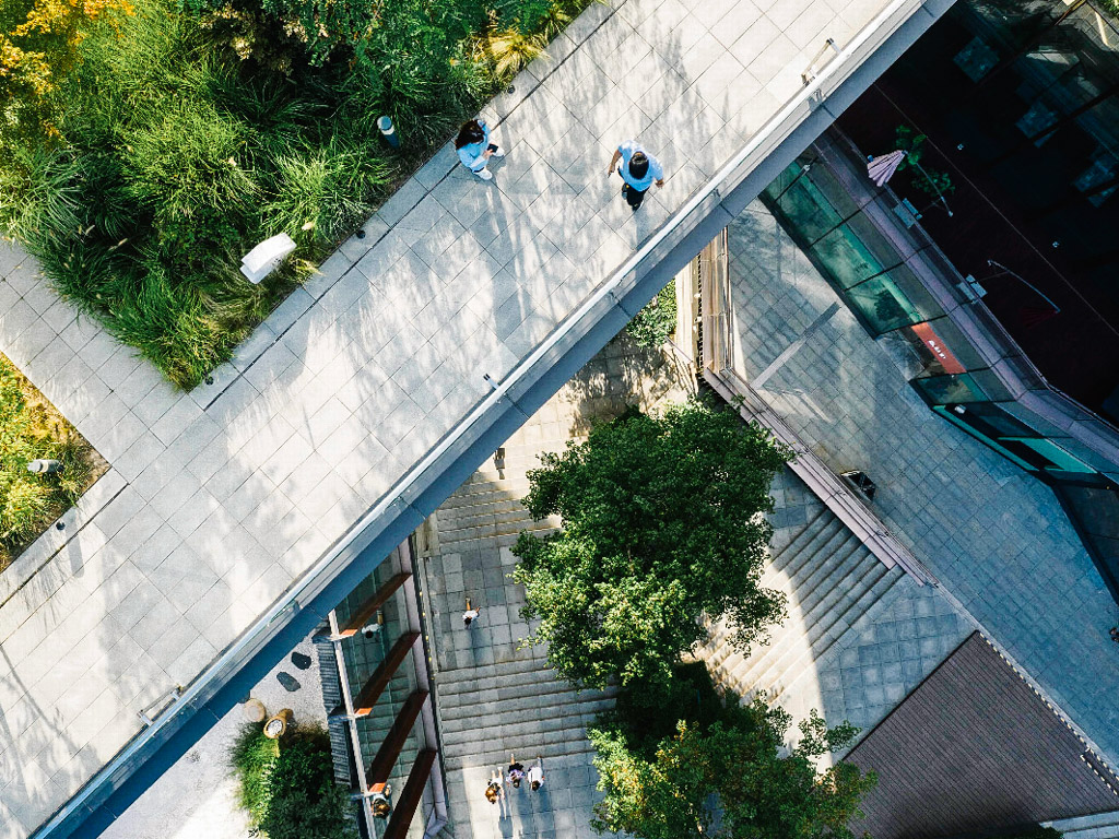 In Xi'an, China, the Qujiang Creative Circle creates opportunities for placemaking with its interconnected walkways and linked terraces
