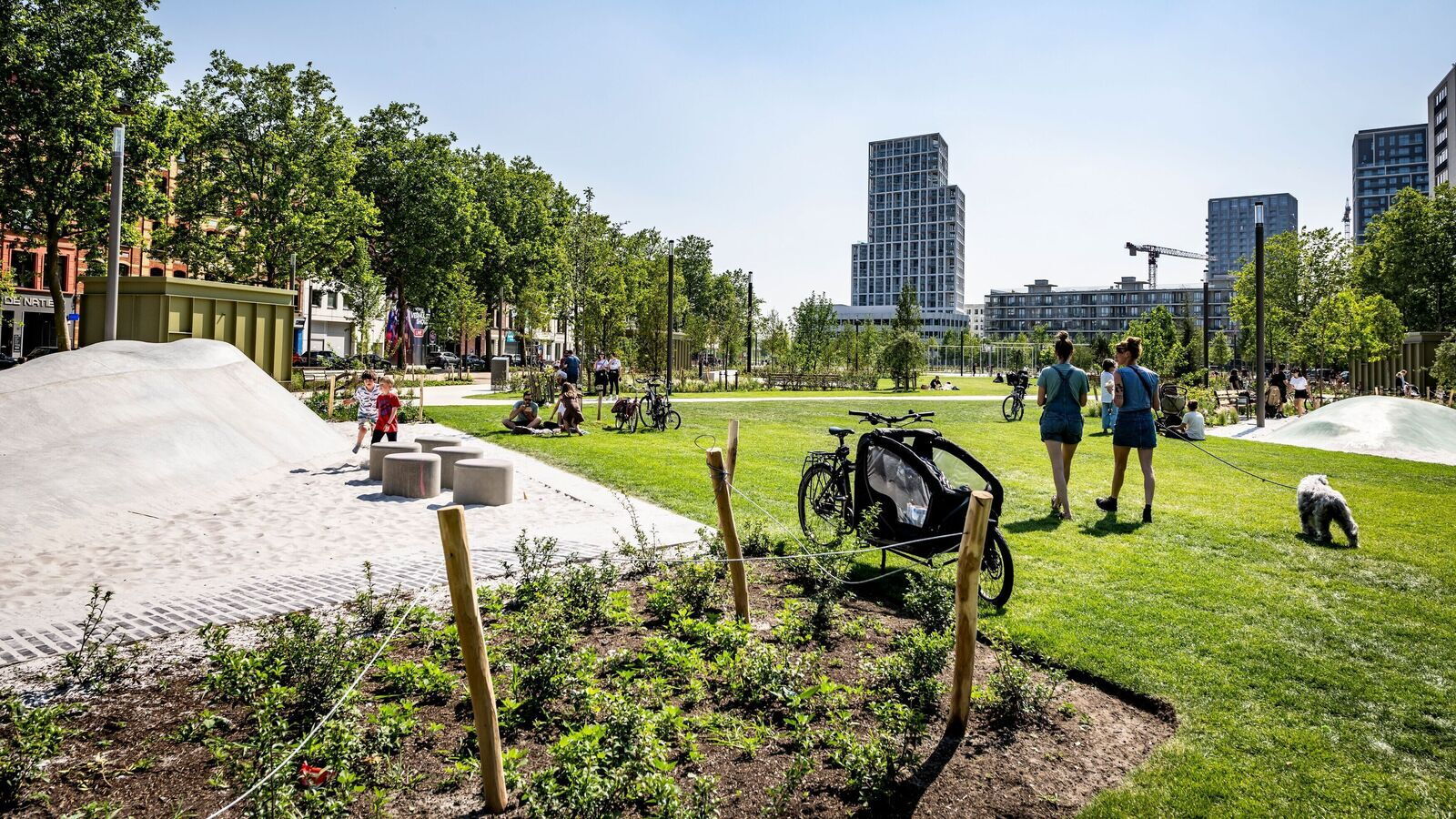 The nine-hectare Park Dok Zuid in Antwerp, transformed from a car park into a key public space for residents and visitors.