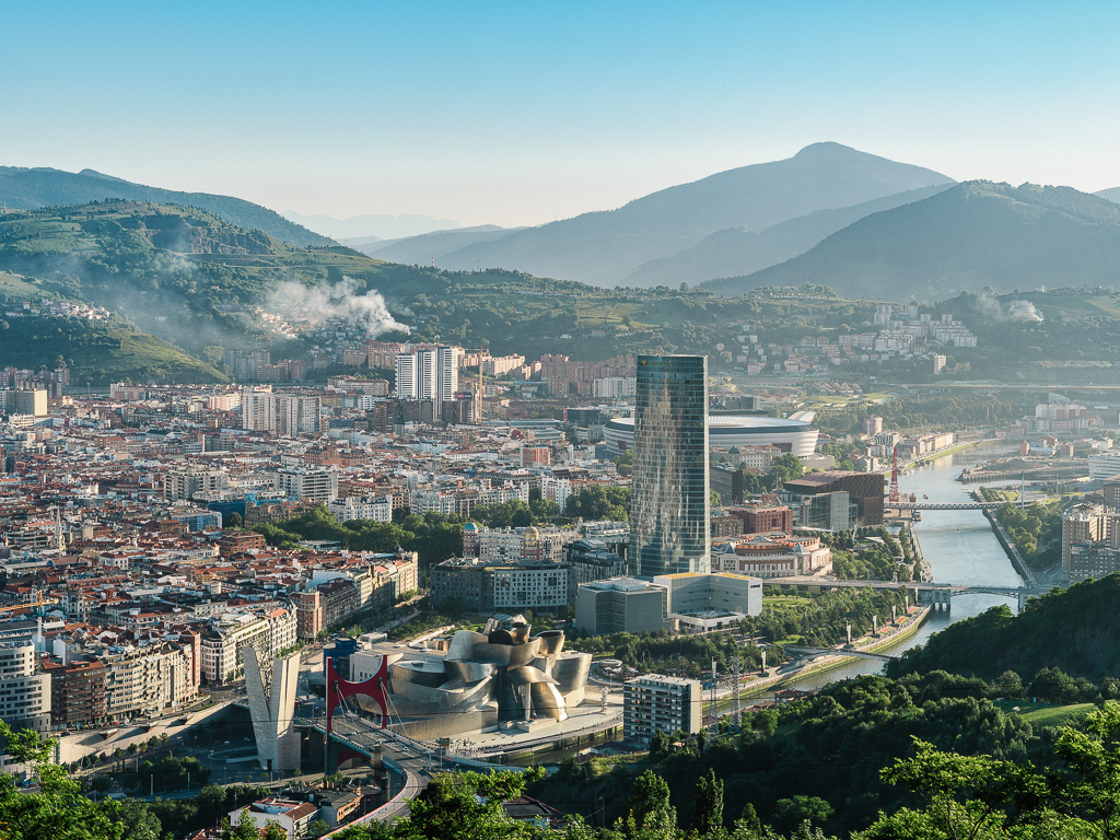 Aerial view of Bilbao and its rejuvenated waterfront